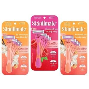 Skintimate Women's Disposable Razors 4 Ct Per-Pack Lot of 3